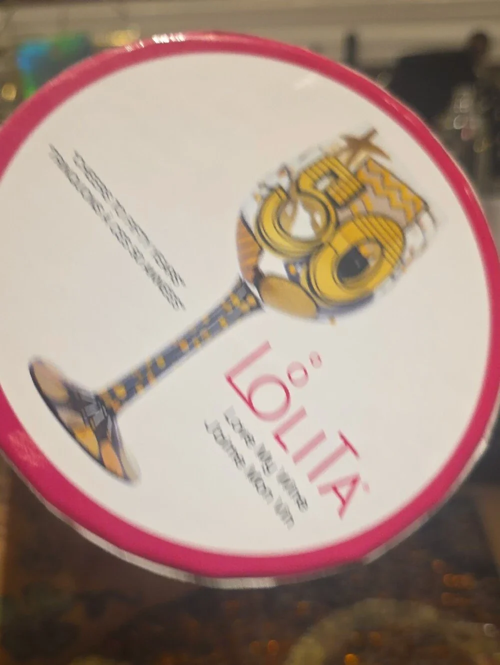 Lolita Pink and Gold 'Love My Wine' 50th Anniversary Decorative Wine Glass